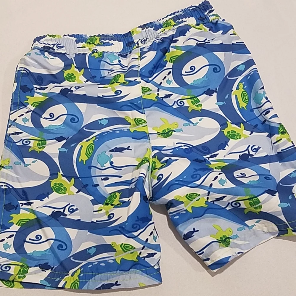 Freestyle Boy's Size 24 Months Swim Trunks Turtle Blue Fish Toddler Blue